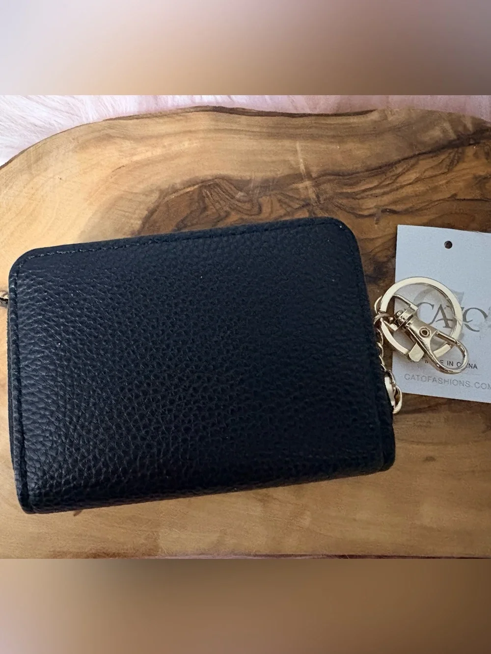 Cato Black Accordion Card Wallet with Gold Keychain Hardware #2003